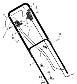 Handle Assembly Diagram and Parts List for 228690X24B 2005 Briggs and Stratton Lawn Mower